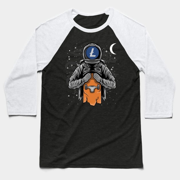 Astronaut Skate Litecoin Lite Coin LTC To The Moon Crypto Token Cryptocurrency Wallet Birthday Gift For Men Women Kids Baseball T-Shirt by Thingking About